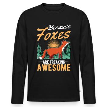 Because Foxes are freaking awesome Fuchs - Men's Premium Organic Long Sleeve Shirt - black - Front - Nico (187cm)