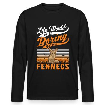 Fennec Cadeau Fennec Renard du désert - T-shirt manches longues Premium bio Homme - noir - Devant - Nico (187cm)