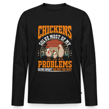 Poulets Élevage de poulets Éleveur de poulet - T-shirt manches longues Premium bio Homme - noir - Devant - Nico (187cm)