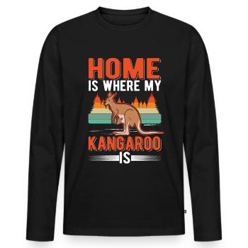 Home is where my kangaroo is - Men's Premium Organic Long Sleeve Shirt - black - Front - Nico (187cm)