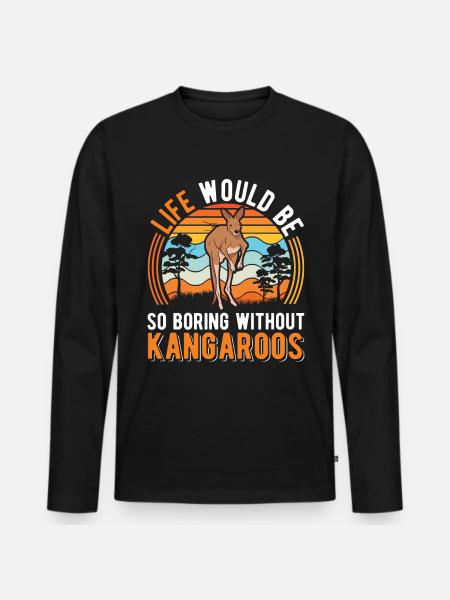 Australisches Känguru Australien Kangaroo - Männer Premium Bio Langarmshirt - Schwarz