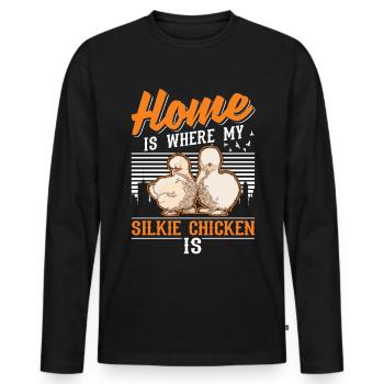La maison est l’endroit où se trouve mon poulet en soie - T-shirt manches longues Premium bio Homme - noir - Devant - Nico (187cm)