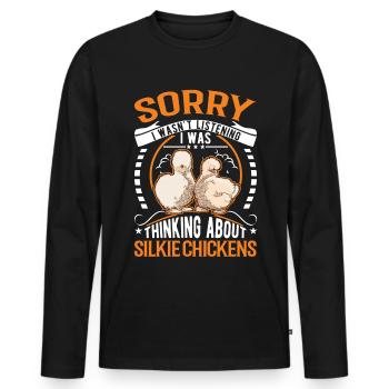 Silk Chicken Cadeau Silkie Chicken Silkie Chicken - T-shirt manches longues Premium bio Homme - noir - Devant - Nico (187cm)