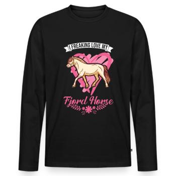 Cheval du fjord Cheval norvégien Cheval du fjord - T-shirt manches longues Premium bio Homme - noir - Devant - Nico (187cm)