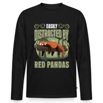 Facilement distrait par les pandas roux Roter Panda - T-shirt manches longues Premium bio Homme - noir - Devant - Nico (187cm)