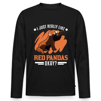 J’aime vraiment Red Pandas Roter Panda - T-shirt manches longues Premium bio Homme - noir - Devant - Nico (187cm)