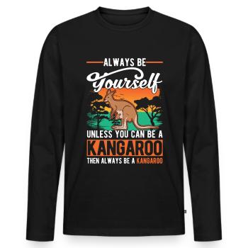 Always be yourself Kangaroo Australia Kangaroo - Men's Premium Organic Long Sleeve Shirt - black - Front - Nico (187cm)