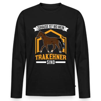 Zuhause ist wo mein Trakehner sind - Männer Premium Bio Langarmshirt - Schwarz - Vorne - Nico (187cm)