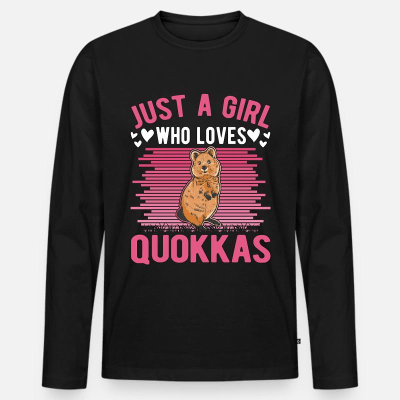 Quokka Mädchen Kurzschwanzkänguru - Männer Premium Bio Langarmshirt - Schwarz