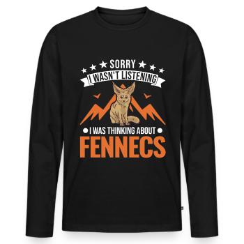 Fennek Geschenk Wüstenfuchs Fennec - Männer Premium Bio Langarmshirt - Schwarz - Vorne - Nico (187cm)