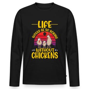 Poulets Élevage de poulets Éleveur de poulets Éleveur - T-shirt manches longues Premium bio Homme - noir - Devant - Nico (187cm)