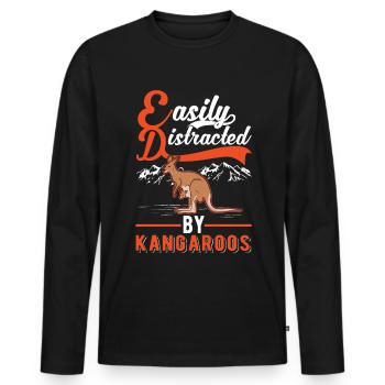 Easily distracted by Kangaroos Kangaroo - Men's Premium Organic Long Sleeve Shirt - black - Front - Nico (187cm)
