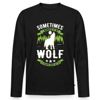 Wolf Lover Gift Wolf Pack - Men's Premium Organic Long Sleeve Shirt - black - Front - Nico (187cm)