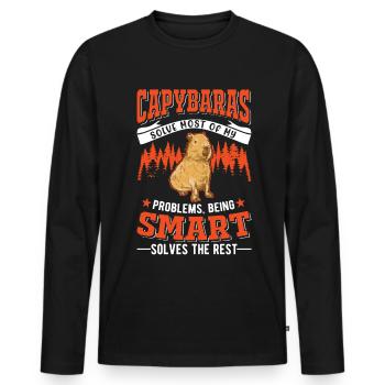 Capybara Wasserschwein Capibara - Men's Premium Organic Long Sleeve Shirt - black - Front - Nico (187cm)