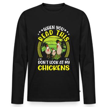 Poulets Élevage de poulets Éleveur de poulet - T-shirt manches longues Premium bio Homme - noir - Devant - Nico (187cm)
