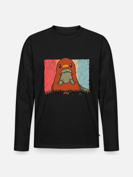 Schnabeltier Retro - Männer Premium Bio Langarmshirt - Schwarz