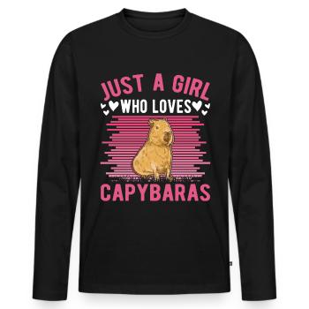 Just a Girl Who loves Capybaras Capybara Mädchen - Men's Premium Organic Long Sleeve Shirt - black - Front - Nico (187cm)