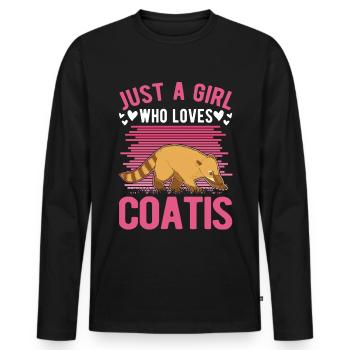 Juste une fille qui aime Coatis Coatis Coati Girl - T-shirt manches longues Premium bio Homme - noir - Devant - Nico (187cm)
