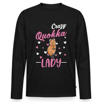 Crazy Quokka Lady Kangourou à queue courte - T-shirt manches longues Premium bio Homme - noir - Devant - Nico (187cm)