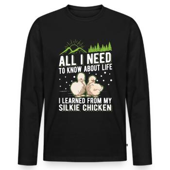 Silk Chicken Cadeau Silkie Chicken Silkie Chicken - T-shirt manches longues Premium bio Homme - noir - Devant - Nico (187cm)