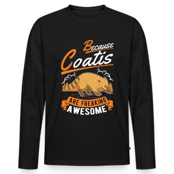 Parce que les Coatis sont des coati géniaux - T-shirt manches longues Premium bio Homme - noir - Devant - Nico (187cm)