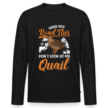 Avertissement caille reproductrice de cailles éleveur de cailles - T-shirt manches longues Premium bio Homme - noir - Devant - Nico (187cm)