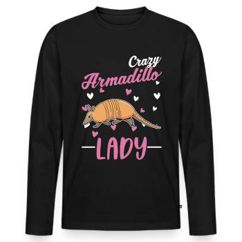 Crazy Armadillo lady Gürteltier - Men's Premium Organic Long Sleeve Shirt - black - Front - Nico (187cm)