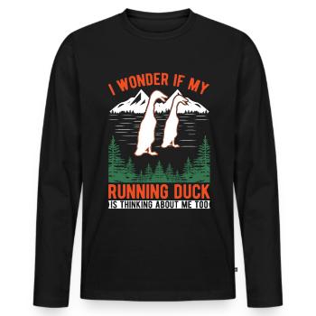 Indian Running Duck Bouteille cadeau Canard Canard - T-shirt manches longues Premium bio Homme - noir - Devant - Nico (187cm)