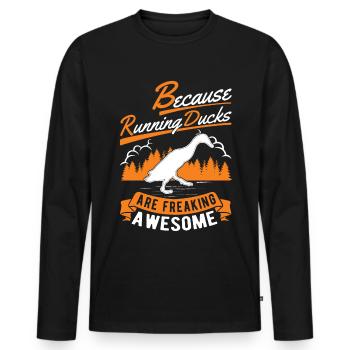 Indian Running Duck Gift Runner Duck - Men's Premium Organic Long Sleeve Shirt - black - Front - Nico (187cm)