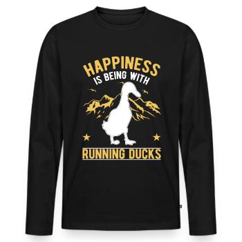 Happiness is being with Running Ducks Laufente - Men's Premium Organic Long Sleeve Shirt - black - Front - Nico (187cm)