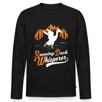 Running Duck Whisperer Running Duck - Men's Premium Organic Long Sleeve Shirt - black - Front - Nico (187cm)