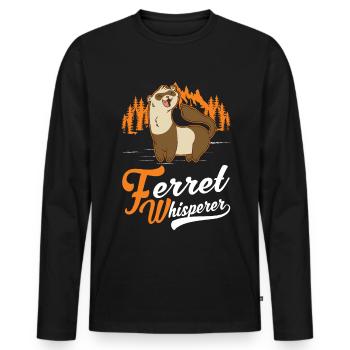 Frettchen Flüsterer Ferret Whisperer - T-shirt manches longues Premium bio Homme - noir - Devant - Nico (187cm)