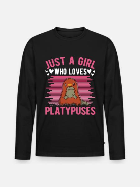 Schnabeltier Mädchen Platypus - Männer Premium Bio Langarmshirt - Schwarz