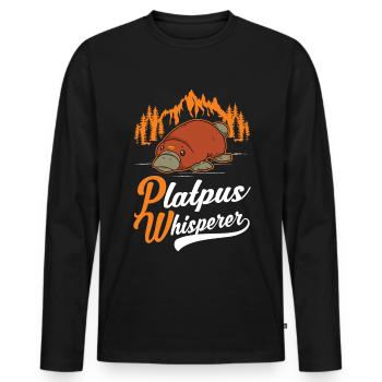 Schnabeltier Flüsterer Platypus Whisperer - T-shirt manches longues Premium bio Homme - noir - Devant - Nico (187cm)