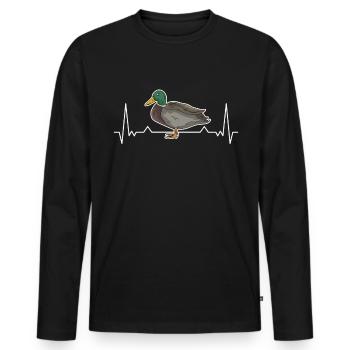 Ducks Heartbeat Duck Breeder - Men's Premium Organic Long Sleeve Shirt - black - Front - Nico (187cm)