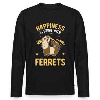Happiness is being with Ferrets Frettchen - Men's Premium Organic Long Sleeve Shirt - black - Front - Nico (187cm)