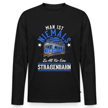 On n’est jamais trop vieux pour un tramway - T-shirt manches longues Premium bio Homme - noir - Devant - Nico (187cm)