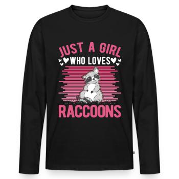 Waschbär Mädchen Raccoon Girl - T-shirt manches longues Premium bio Homme - noir - Devant - Nico (187cm)