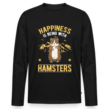 Hamster Glück Hamsterrad Goldhamster - Männer Premium Bio Langarmshirt - Schwarz - Vorne - Nico (187cm)