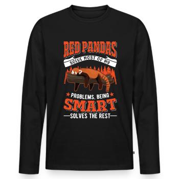 Red Panda Gift Cat Bear - Men's Premium Organic Long Sleeve Shirt - black - Front - Nico (187cm)