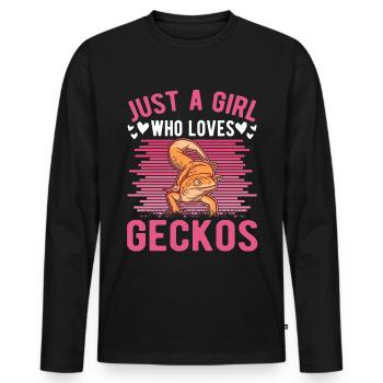 Gecko Mädchen Leopardengecko - Männer Premium Bio Langarmshirt - Schwarz - Vorne - Nico (187cm)