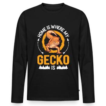 Zuhause ist wo mein Gecko ist - Männer Premium Bio Langarmshirt - Schwarz - Vorne - Nico (187cm)