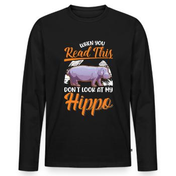 Amateur d’hippopotames Hippo Hippo - T-shirt manches longues Premium bio Homme - noir - Devant - Nico (187cm)