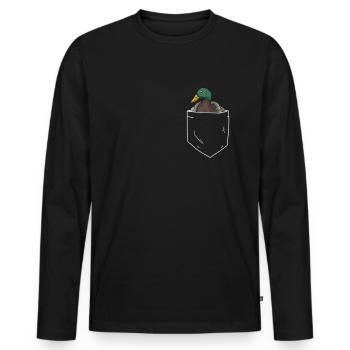 Enten in Brusttasche Entenzüchter - Männer Premium Bio Langarmshirt - Schwarz - Vorne - Nico (187cm)