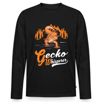 Gecko Whisperer Gecko Whisperer Leopard Gecko - Men's Premium Organic Long Sleeve Shirt - black - Front - Nico (187cm)