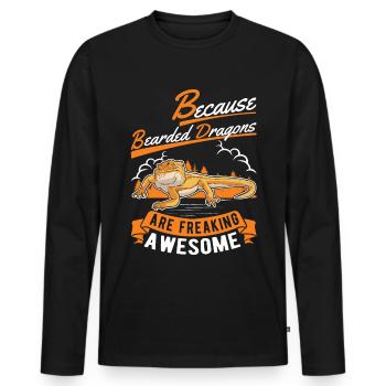 Bearded dragon saying Bearded Dragon - Men's Premium Organic Long Sleeve Shirt - black - Front - Nico (187cm)