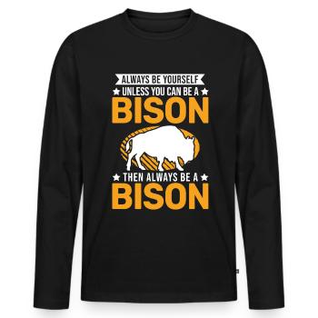 Soyez toujours vous-même Bison Buffle Büffel - T-shirt manches longues Premium bio Homme - noir - Devant - Nico (187cm)