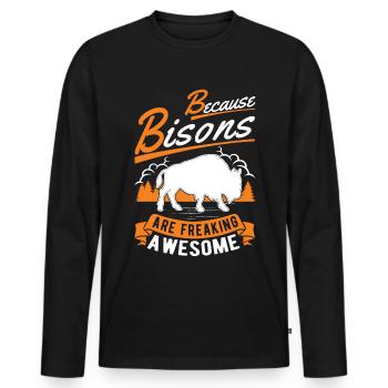 Buffalo Gift Bison Water Buffalo Buffalo - Men's Premium Organic Long Sleeve Shirt - black - Front - Nico (187cm)
