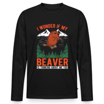 Beaver Gift Beaver Dam Beaver - Men's Premium Organic Long Sleeve Shirt - black - Front - Nico (187cm)