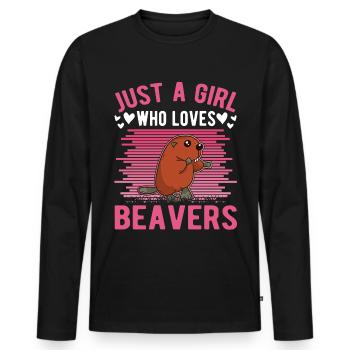 Beaver Girl Beaver Dam - Men's Premium Organic Long Sleeve Shirt - black - Front - Nico (187cm)